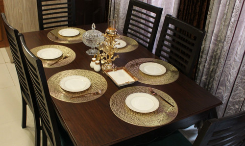 6pcs gold placemats - 6pcs, round