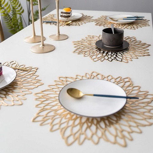 8pcs gold placemats round - 8pcs,