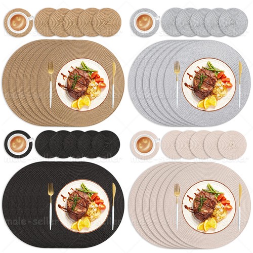 Round woven 6pcs placemats - woven,