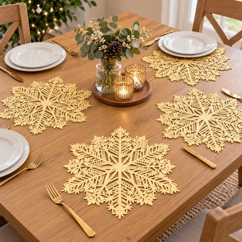 12pc golden placemats - golden,