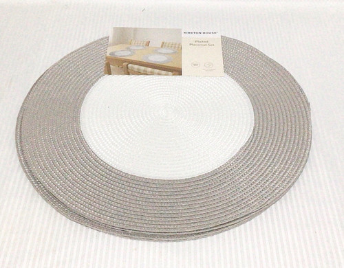 Round placemats woven grey - 4,