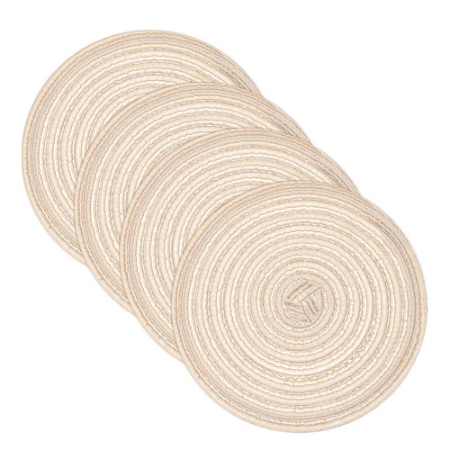 Pcs beige round woven - 7",
