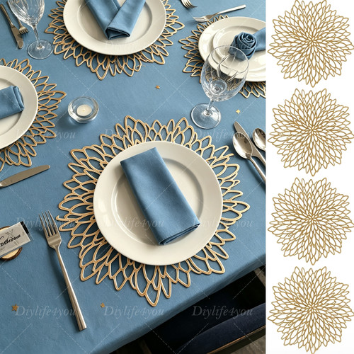 10pcs gold placemats - 4/6/8/10pcs,