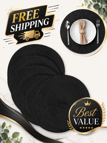 Round braided placemats set - placemats,