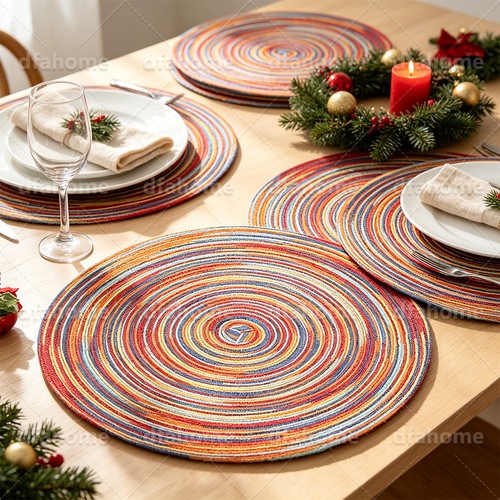 Round woven placemats set - placemats,