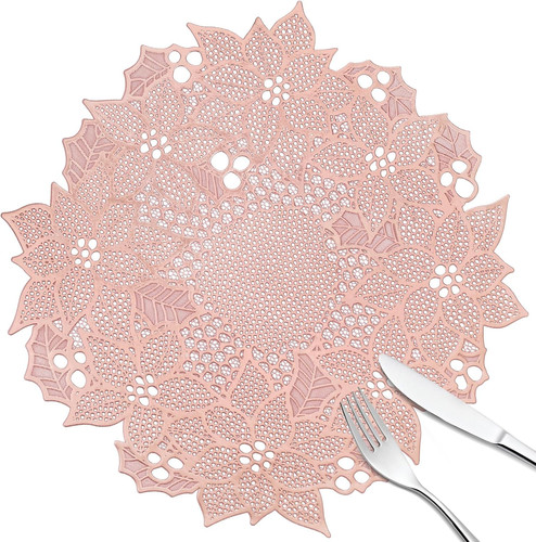 Rose gold floral placemat - gold,