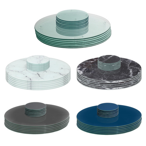 12pc round glass placemats - round, &