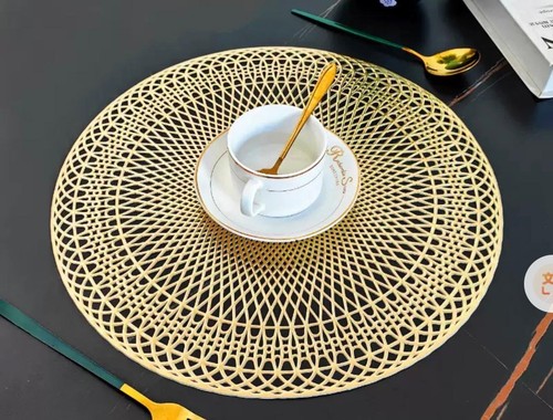 Pcs gold placemats round - gold,