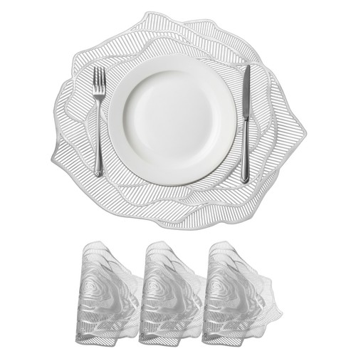 Rose floral placemats set - floral, 4
