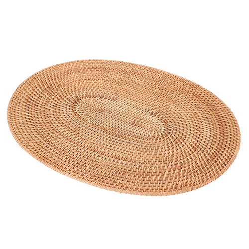 Rattan woven placemats - placemats, oval