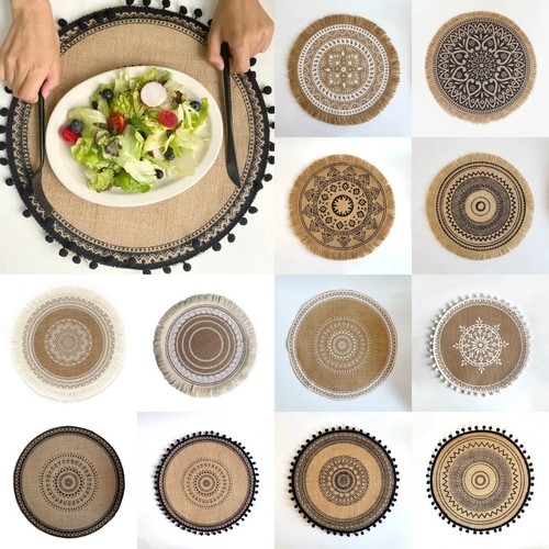 6pcs round 38cm linen - 4/6pcs,