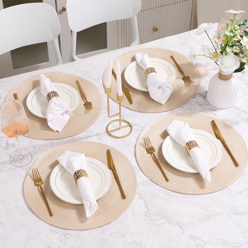 Round woven pcs placemats - 4/6,