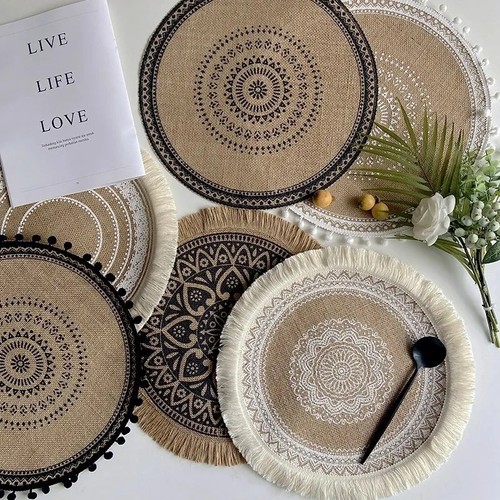 Set woven jute round - 4,