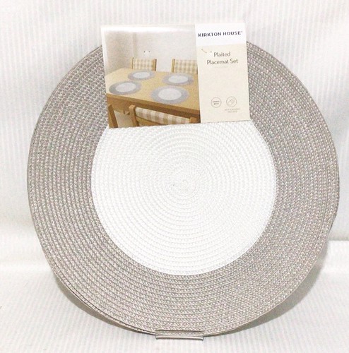 Round placemats woven grey - round,