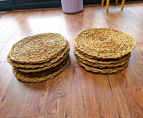 Set round beige straw - of,