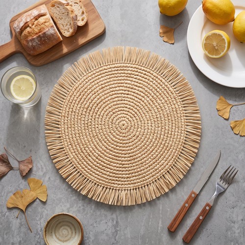 6pcs beige boho round - beige,